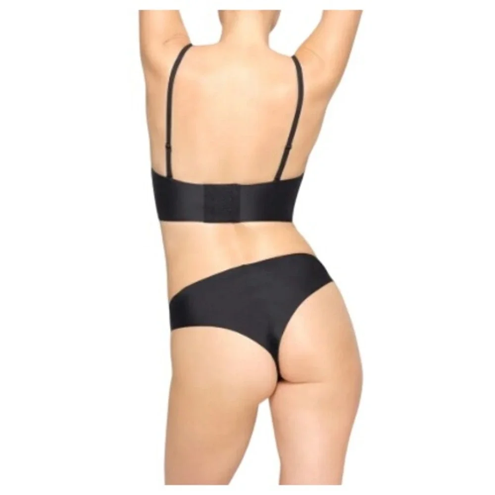 Skims Deep Plunge Shapewear Plunge Bra BR-BAN-2958 Onyx Black Medium